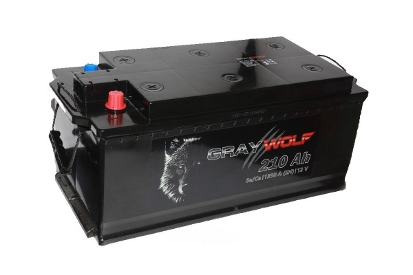 Батарея аккумуляторная GRAYWOLF 210А/ч 1350А прямая полярн. болтовые грузовые клеммы