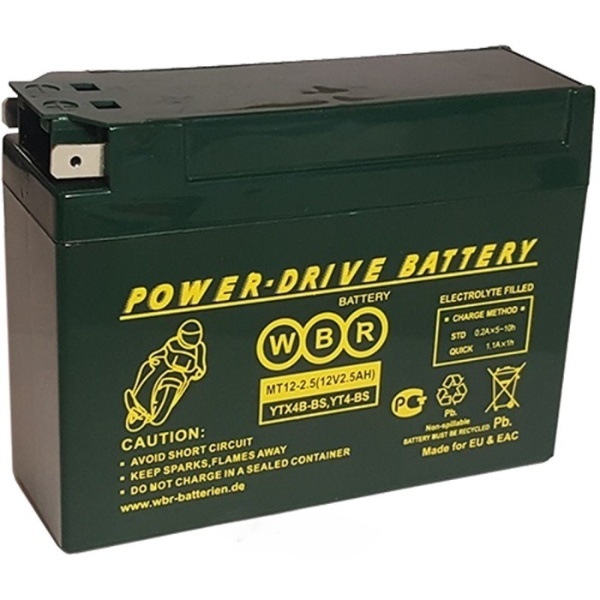 Батарея аккумуляторная WBR MT1225 12В 2.5А/ч 40А боковые клеммы