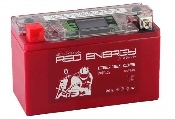 Батарея аккумуляторная RED ENERGY DS1208 8А/ч 140А прямая полярн. болтовые мото клеммы