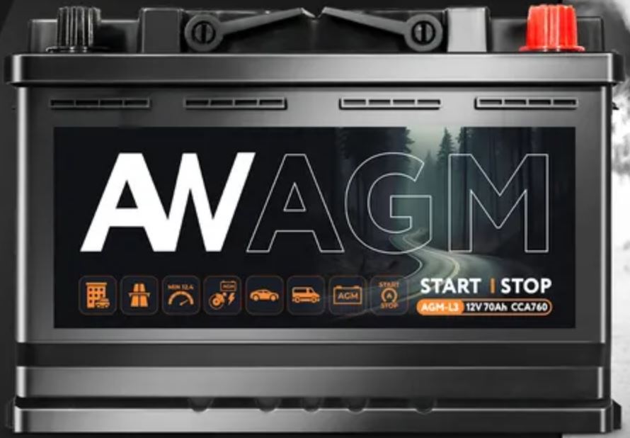 Аккумулятор автомобильный AGM AW 12В 70Ач 750А обратная полярность корпус L3 278*175*190