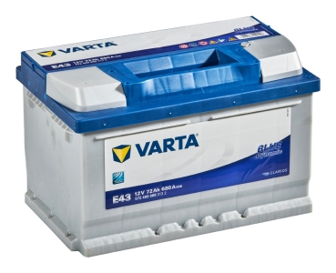 Аккумулятор легковой Varta Blue Dynamic E43 72 а/ч 680А Обратная полярность